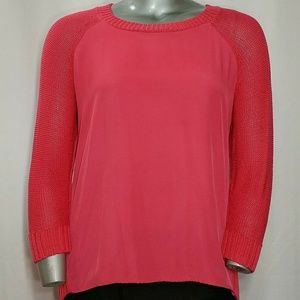 Apt. 9 Red Mixed Knit & Chiffon Hi-Lo Blouse, 1X